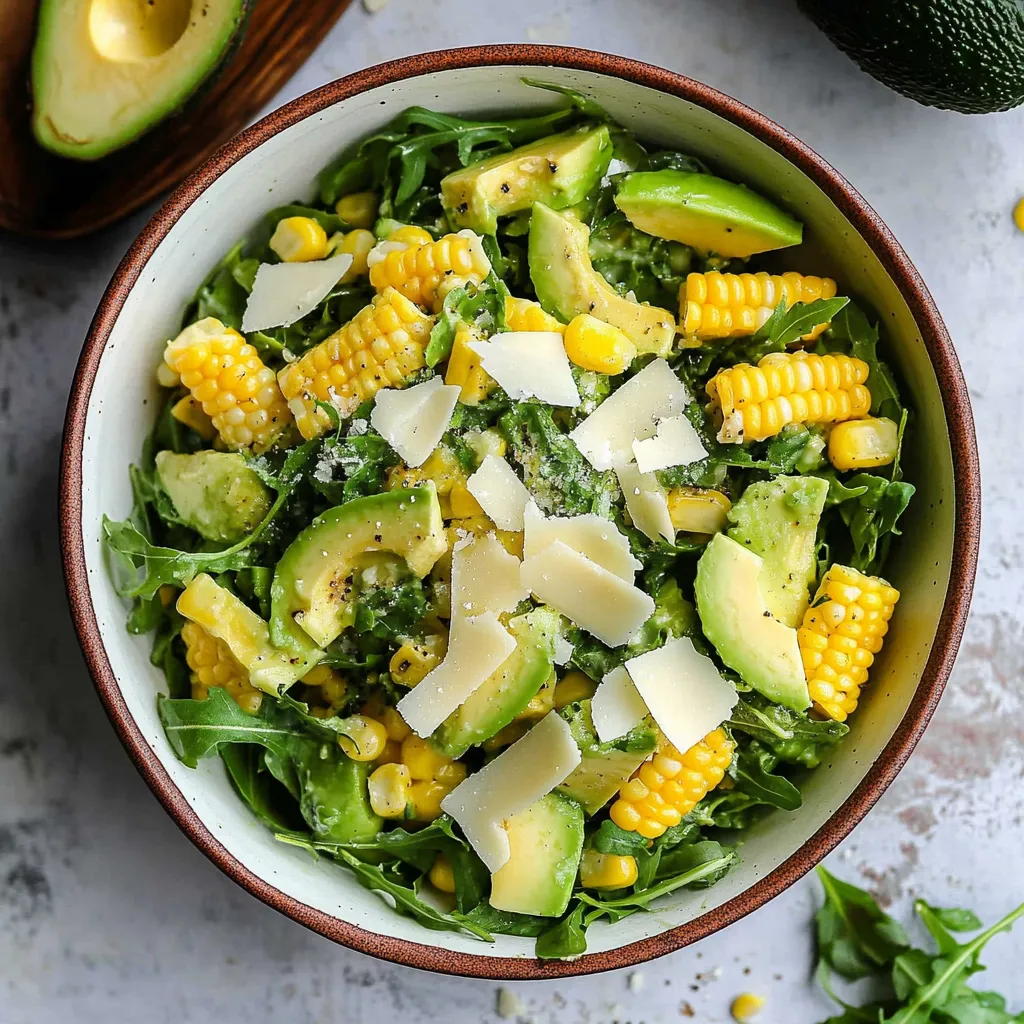 A bowl of salad with cheese and corn.