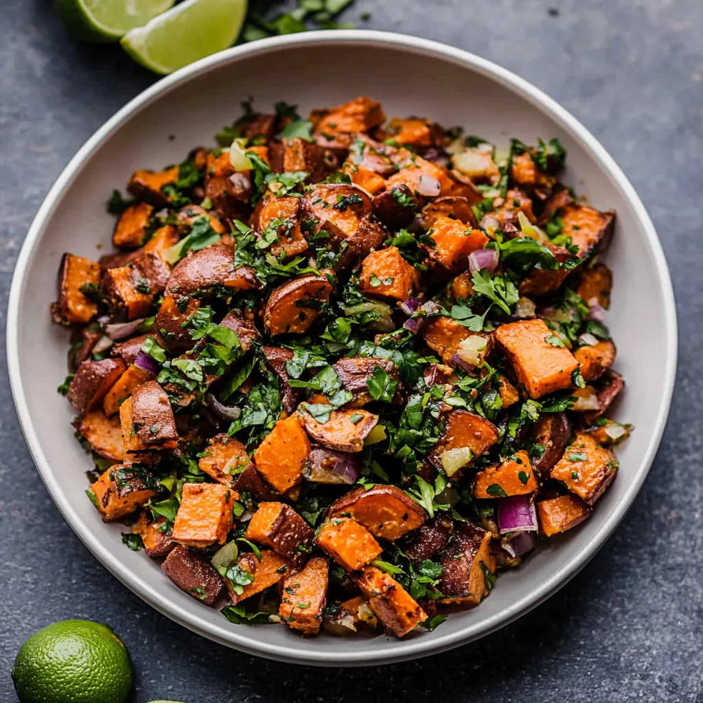 A bowl of food with a lime on the side.