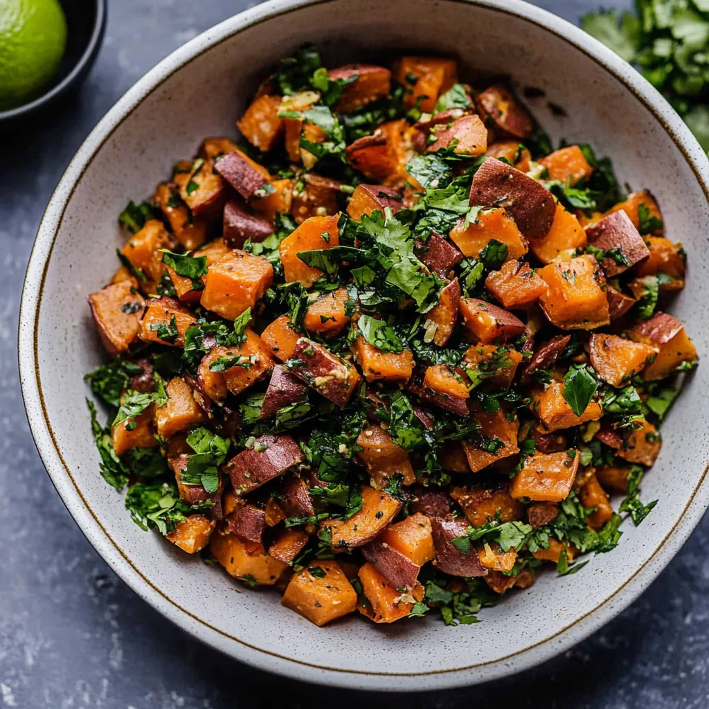 A bowl of food with a green topping.