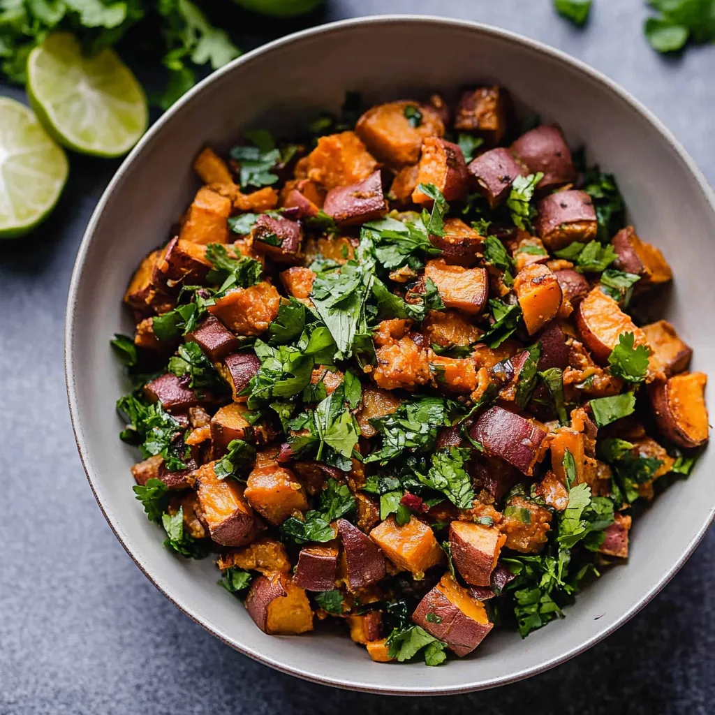 A bowl of vegetables with lime and cilantro.