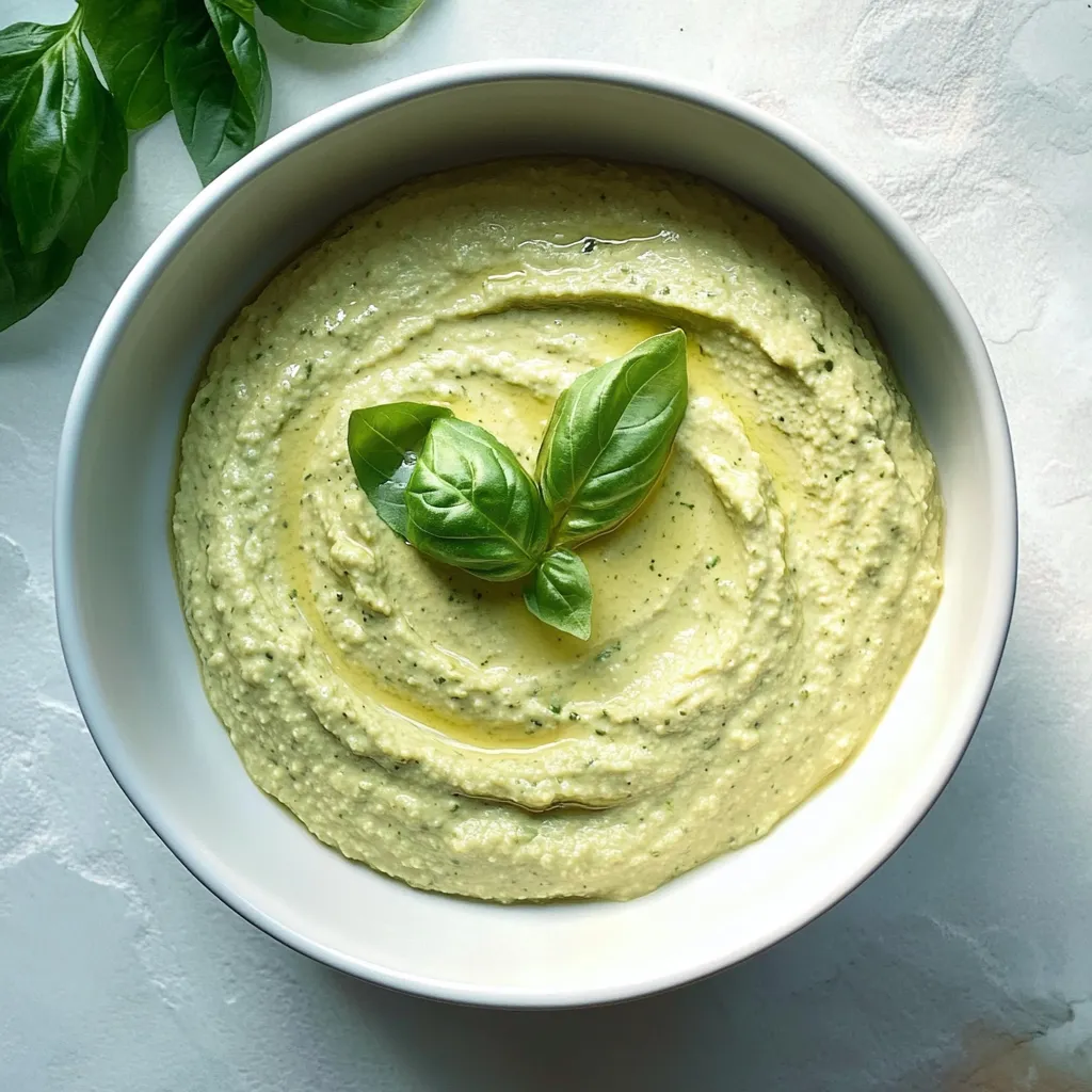 A bowl of soup with a green leaf on top.