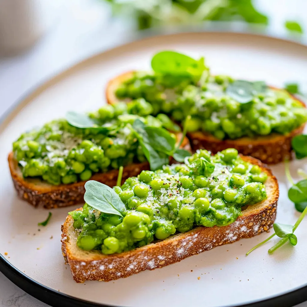A plate of bread with green stuff on it.