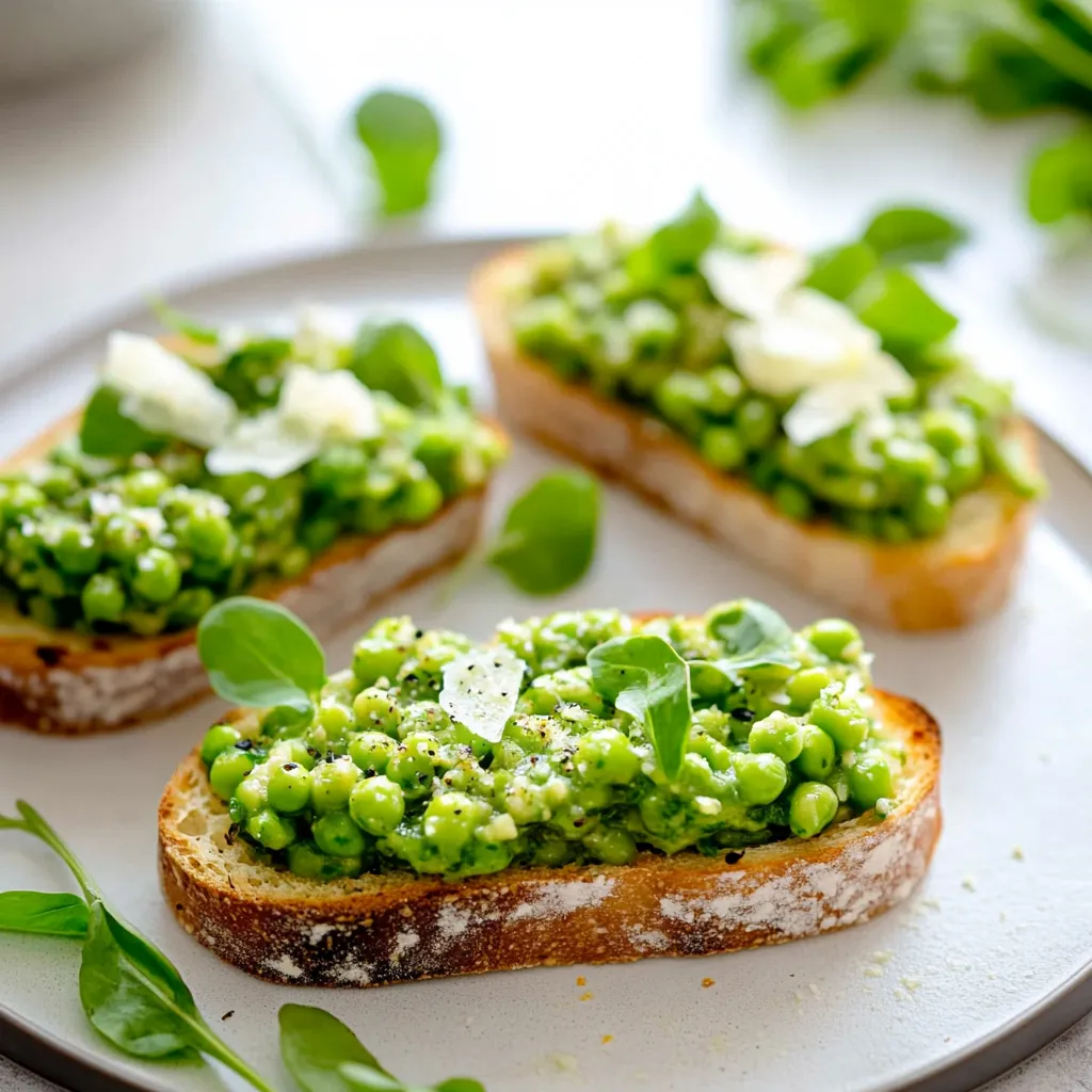 A plate of bread with green stuff on it.