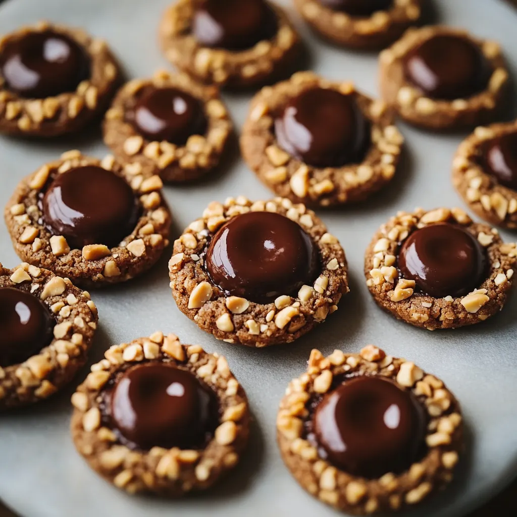 A plate of cookies with chocolate and nuts.
