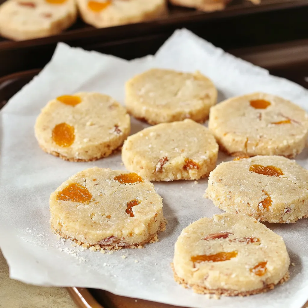 A plate of cookies with orange and brown toppings.