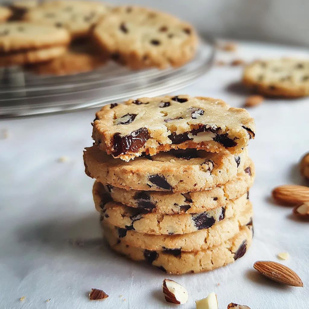 A stack of chocolate chip cookies.