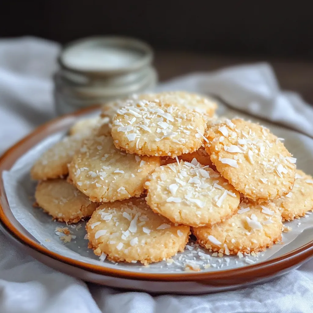 A plate of cookies with coconut on top.