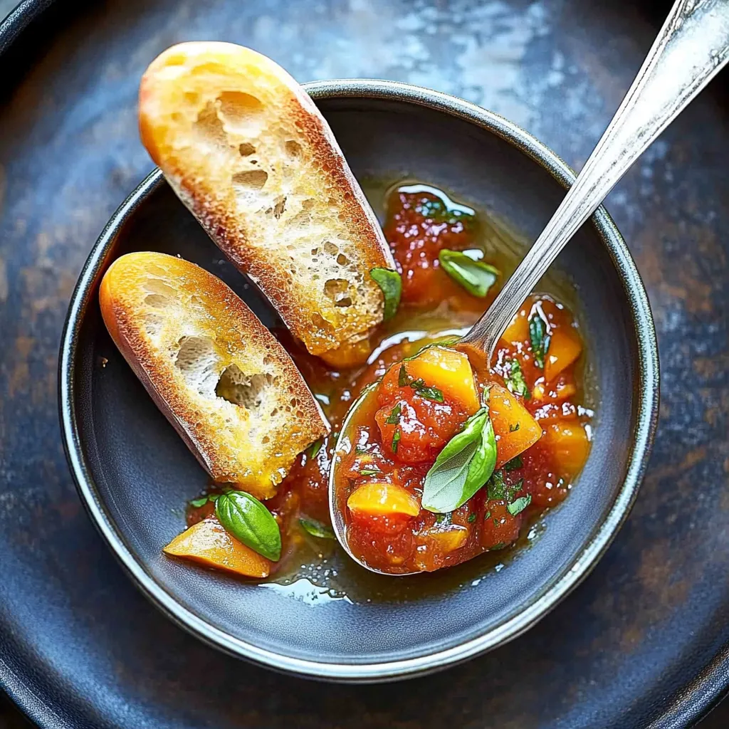 A bowl of food with bread and sauce.