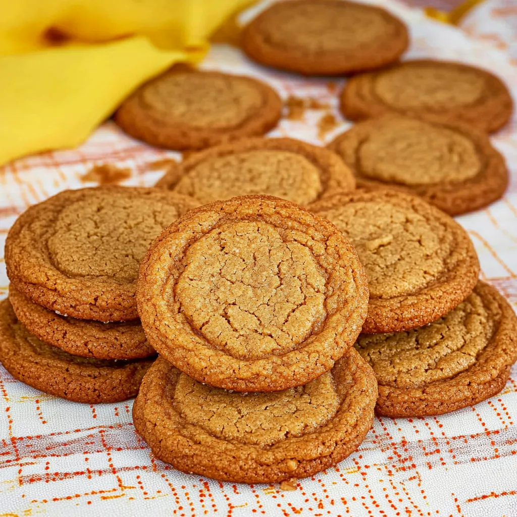 A stack of cookies on a table.