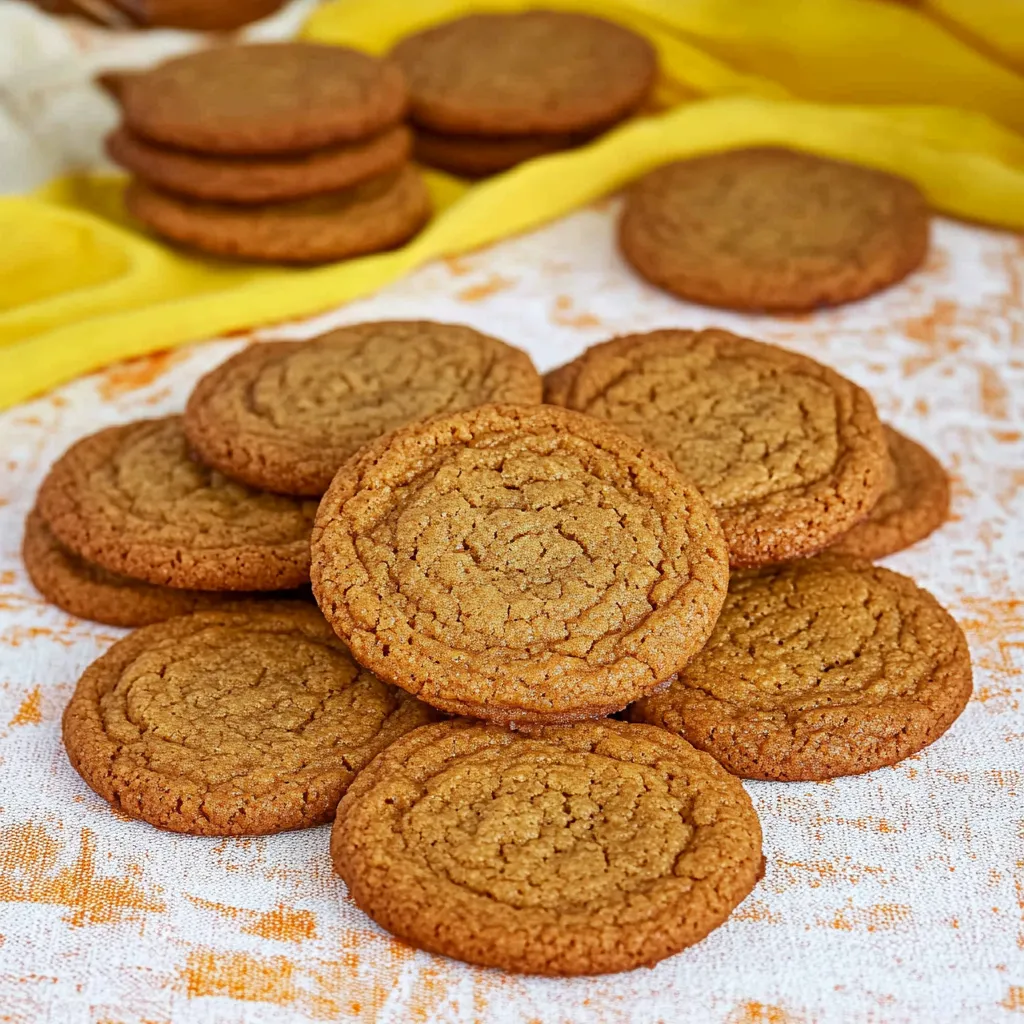 A stack of cookies on a table.