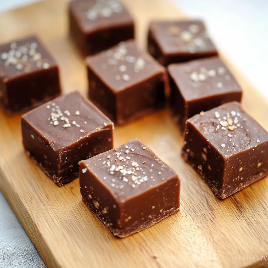 A wooden tray with chocolate squares.