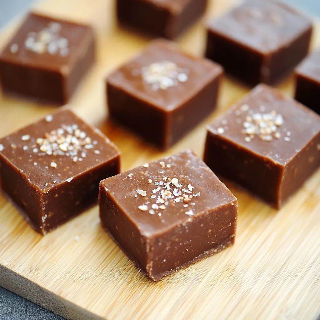 A wooden cutting board with a square of chocolate cake.