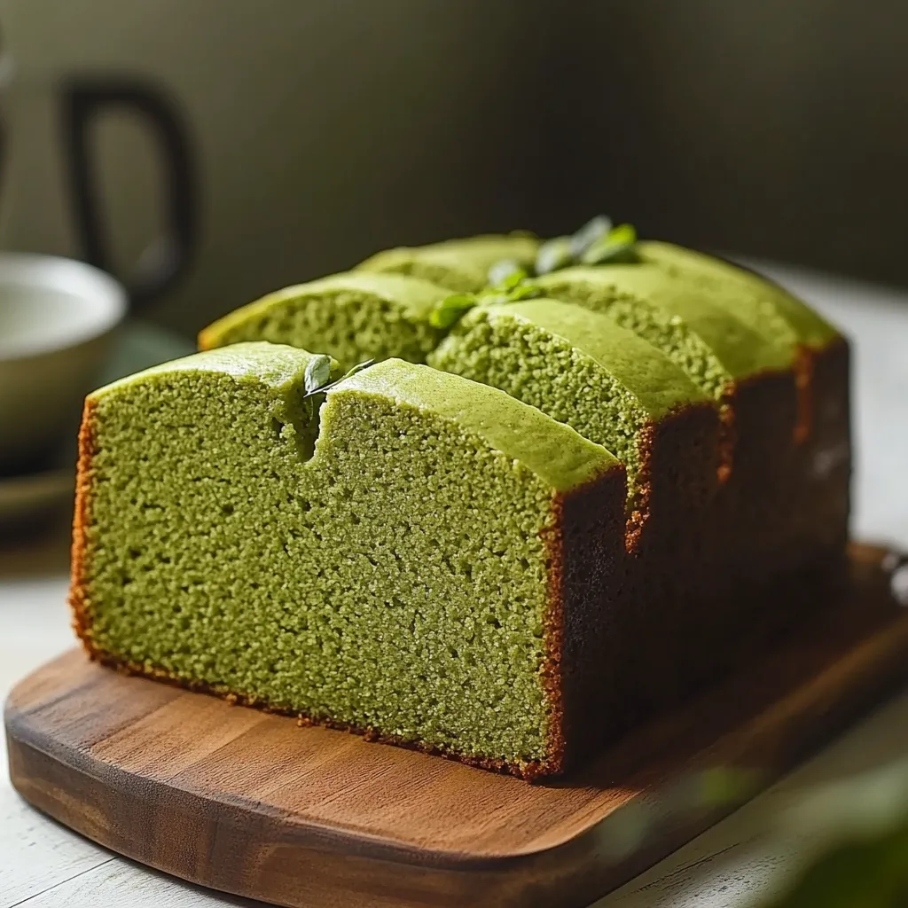 A slice of green tea cake.
