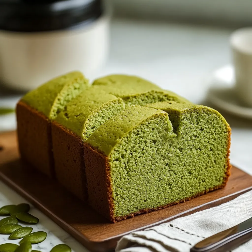 A loaf of green bread on a wooden cutting board.