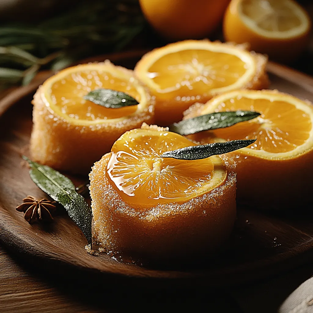 A plate of orange cake with orange slices on top.