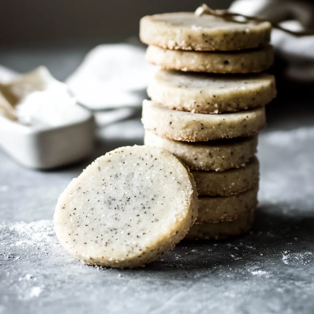 A stack of cookies on a table.