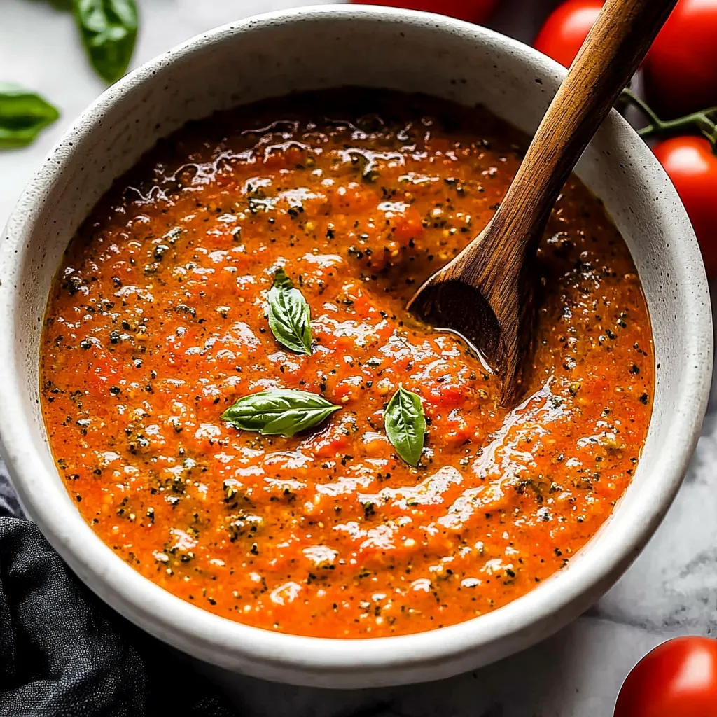 A bowl of soup with a spoon in it.