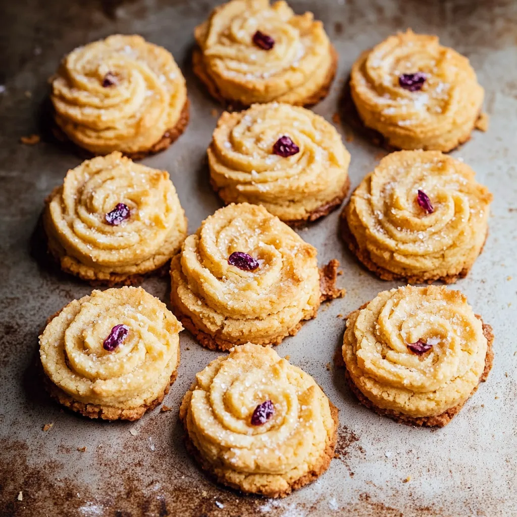 A tray of cookies with a rose on top.