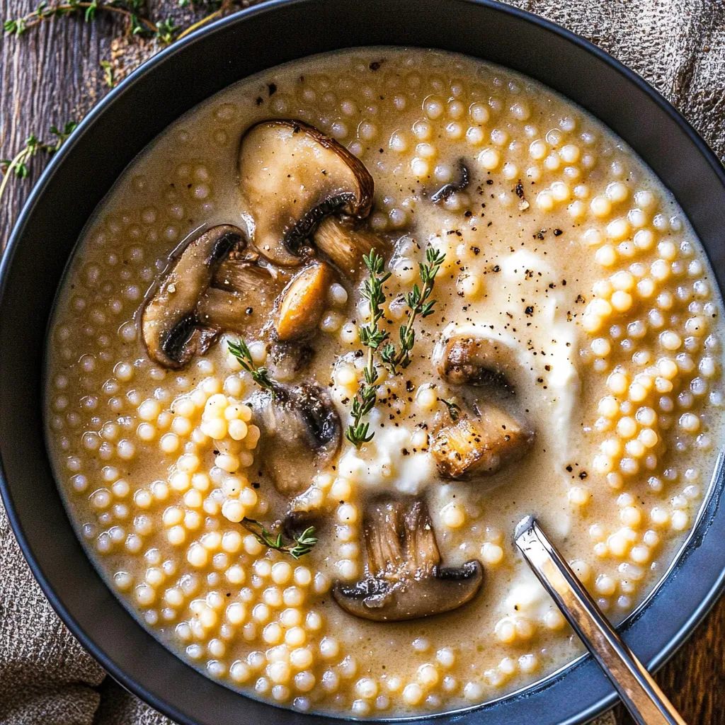 A bowl of soup with mushrooms and noodles.