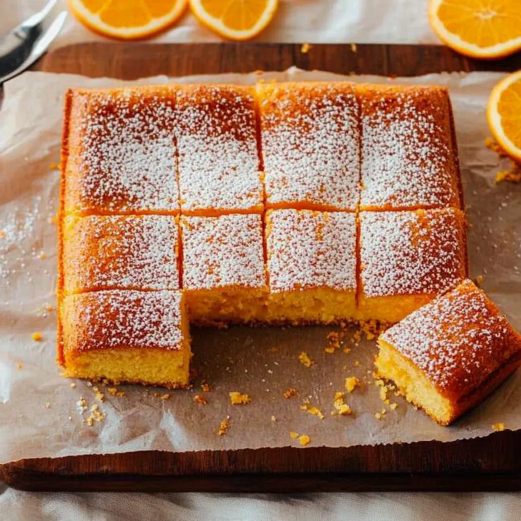 A slice of cake with powdered sugar on it.