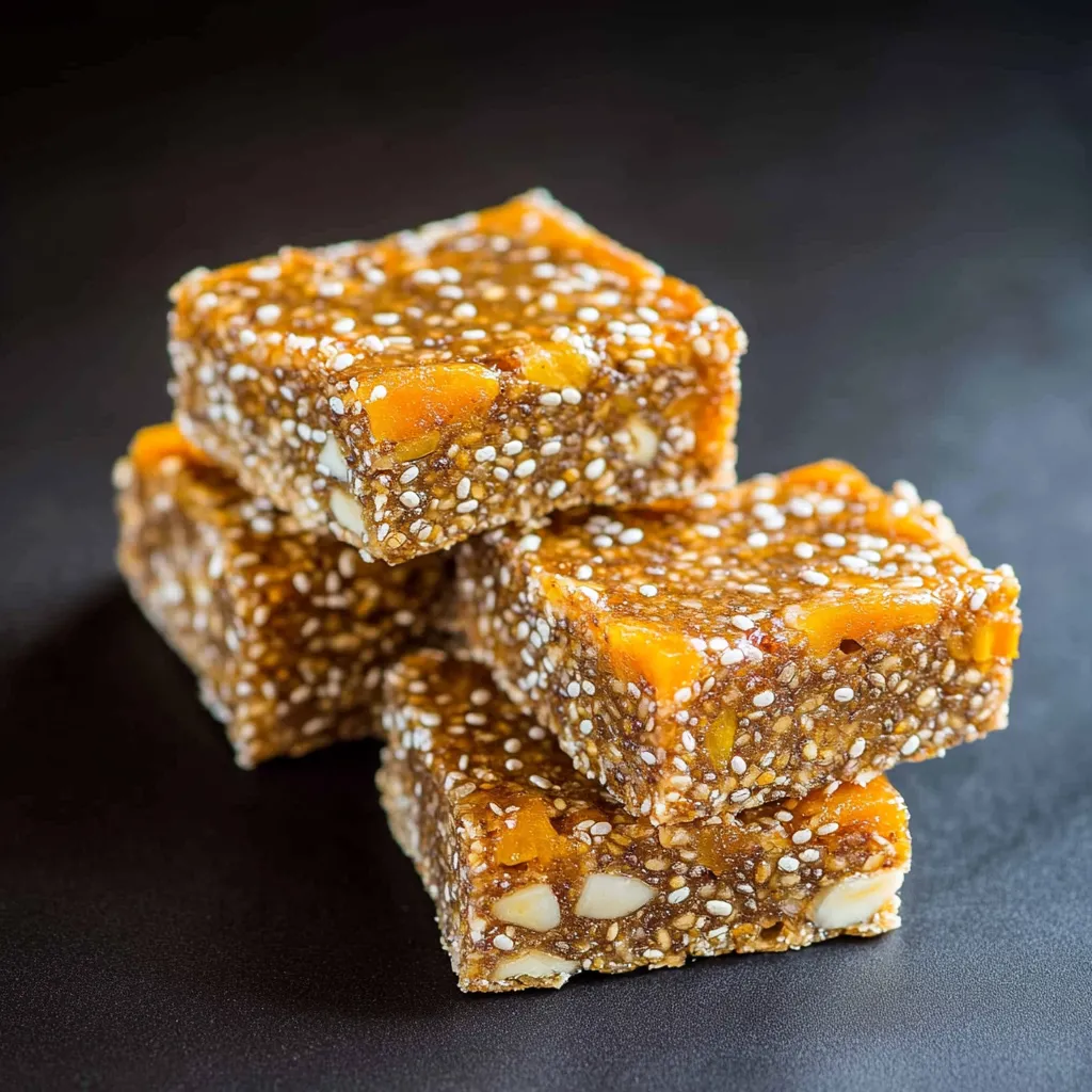 Three squares of cereal on a black surface.