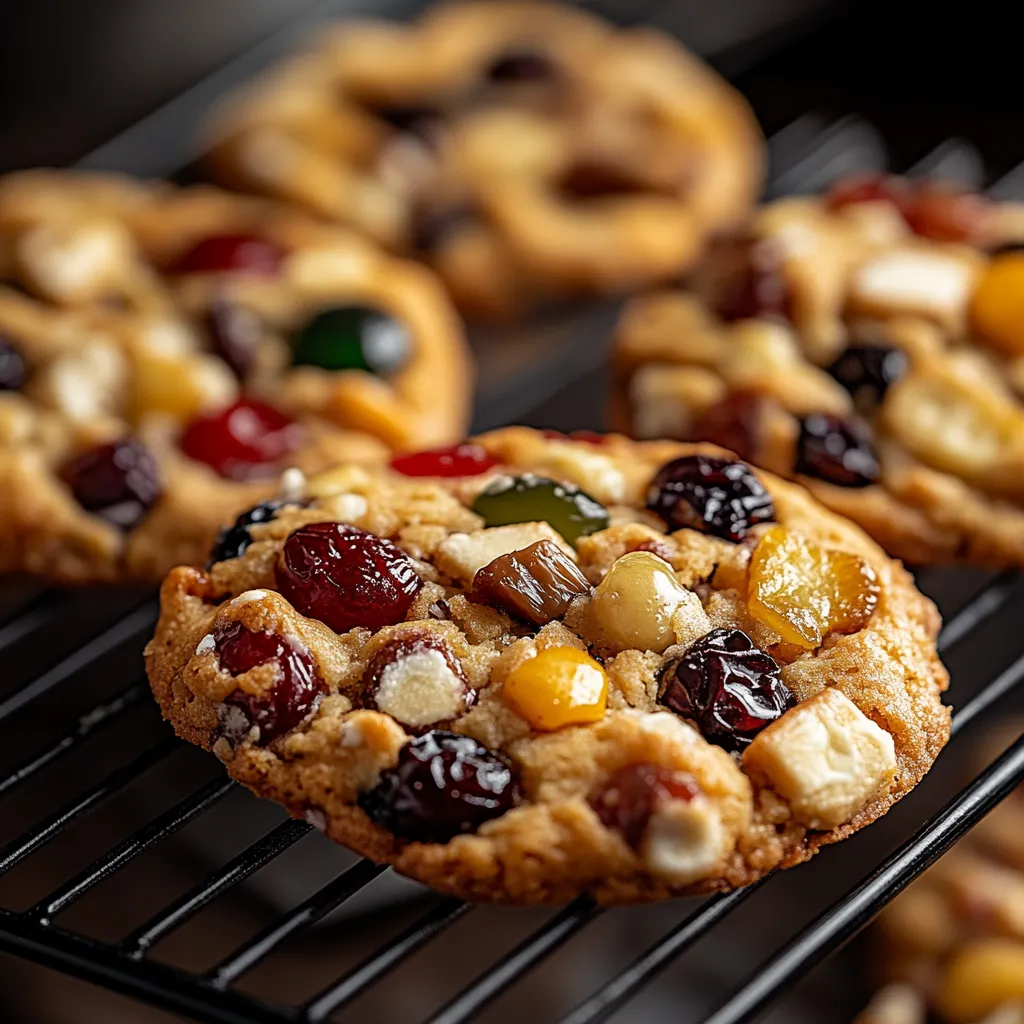 A tray of colorful cookies.
