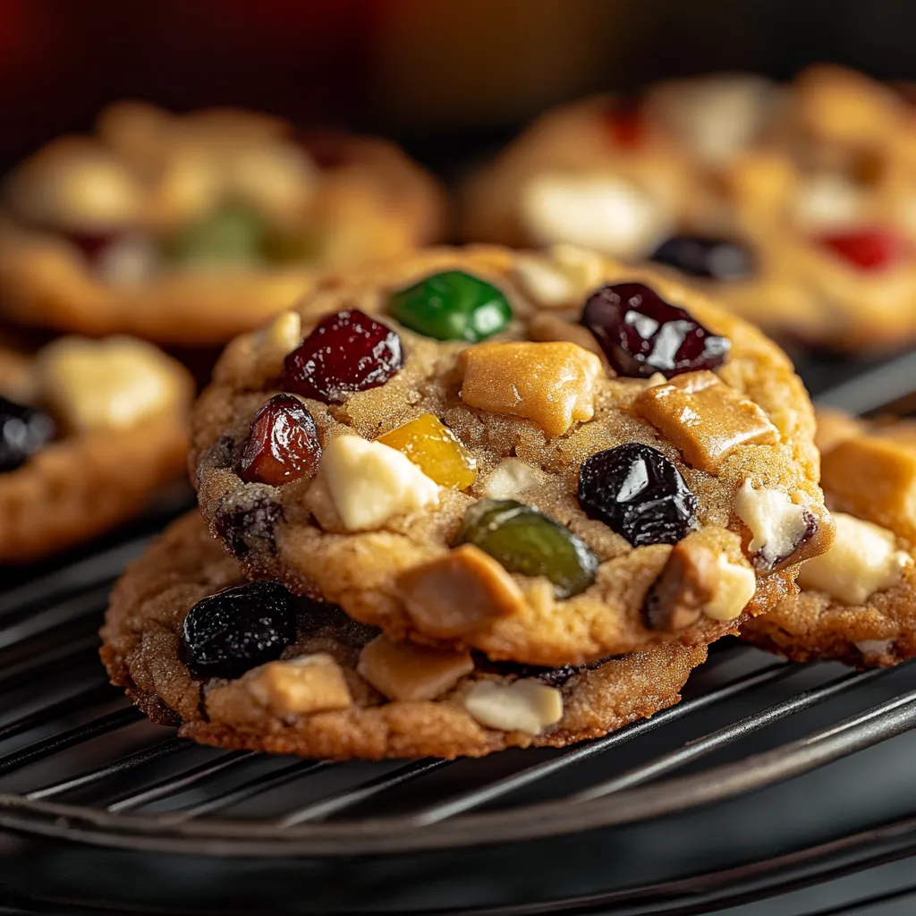 A plate of cookies with various toppings.