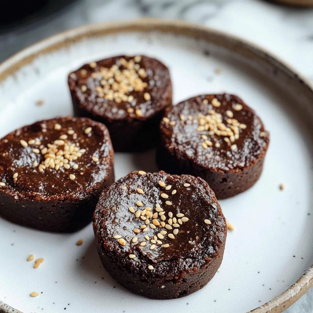 A plate of brownies with nuts on top.