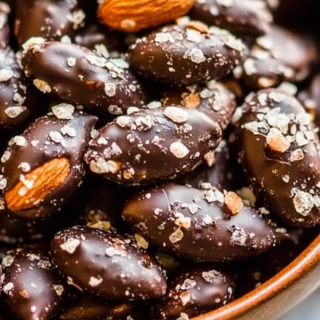 A bowl of chocolate covered almonds.