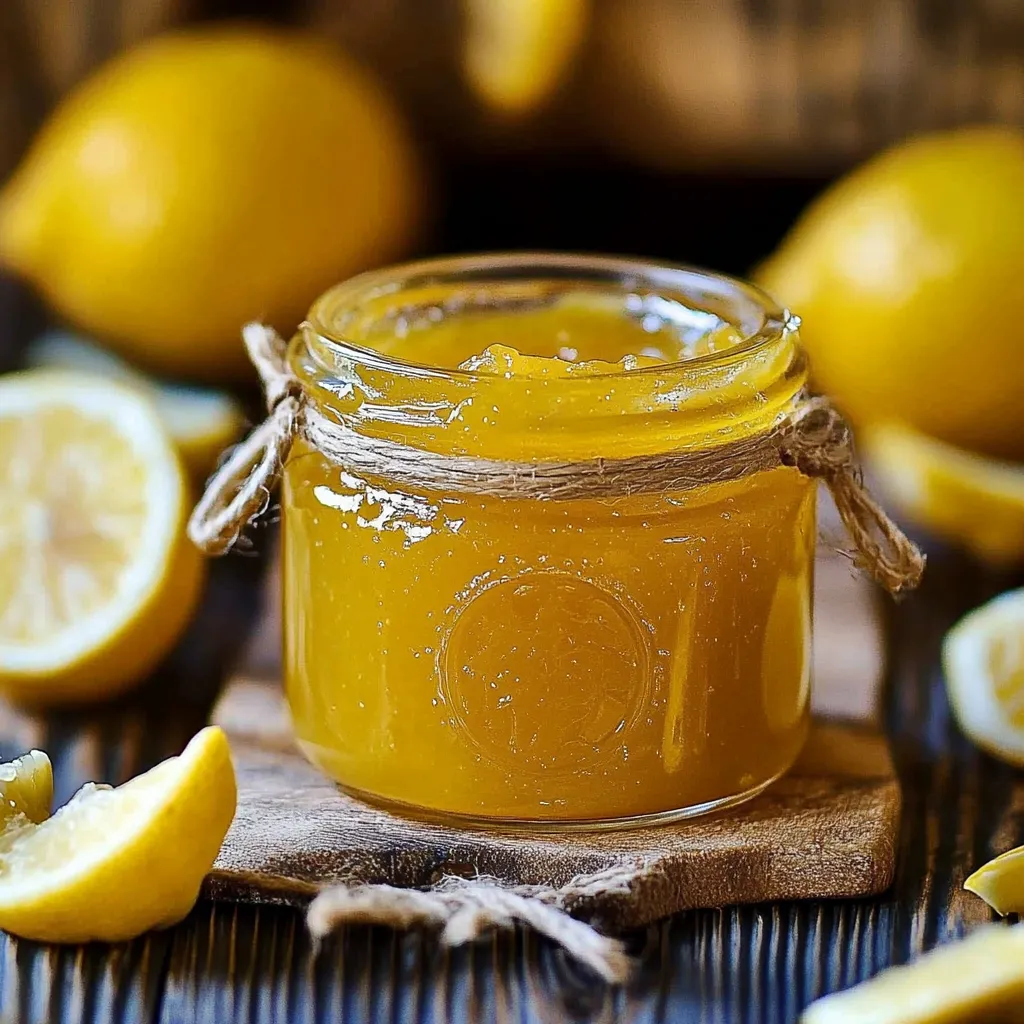 A jar of honey with a lemon wedge on top.