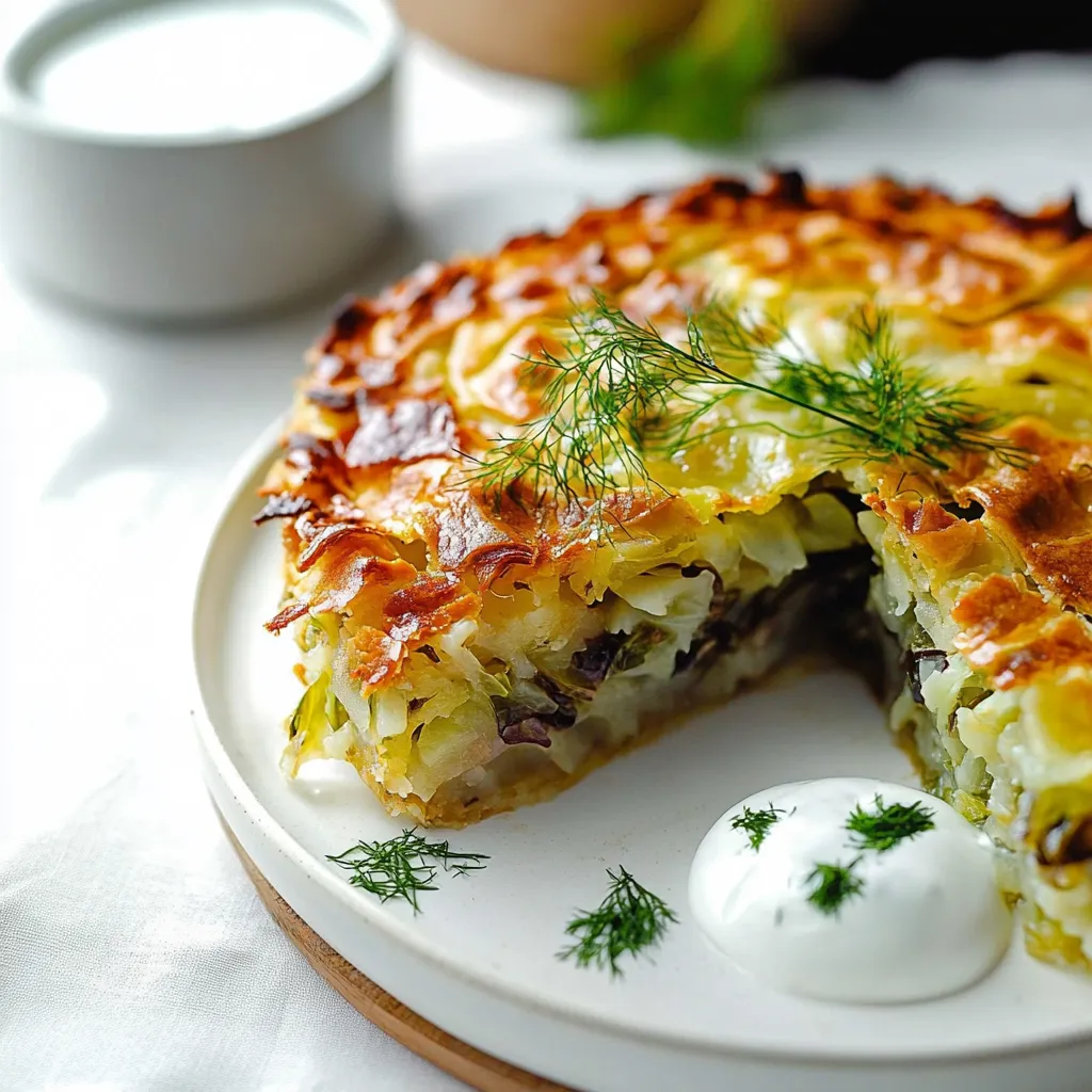 A slice of pie with a dollop of cream on top.