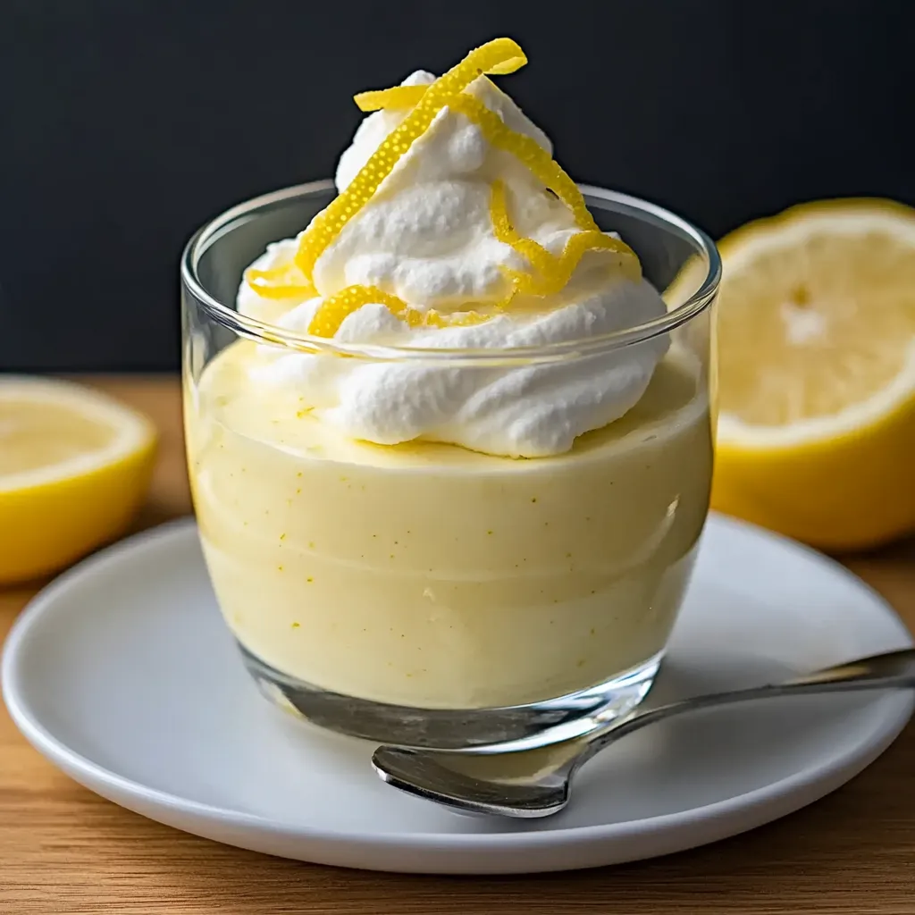 A glass of lemon whipped cream.