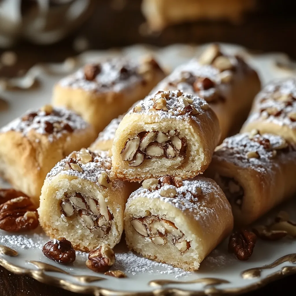A plate of pastries with powdered sugar.