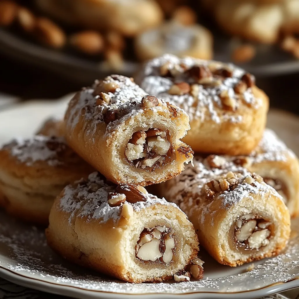 A plate of pastries with powdered sugar on top.