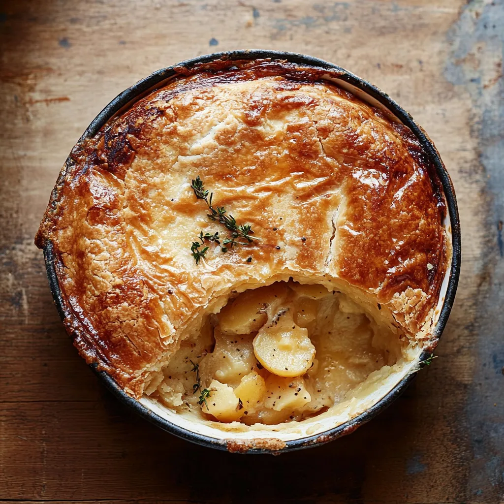 A bowl of food with a slice of pie in it.