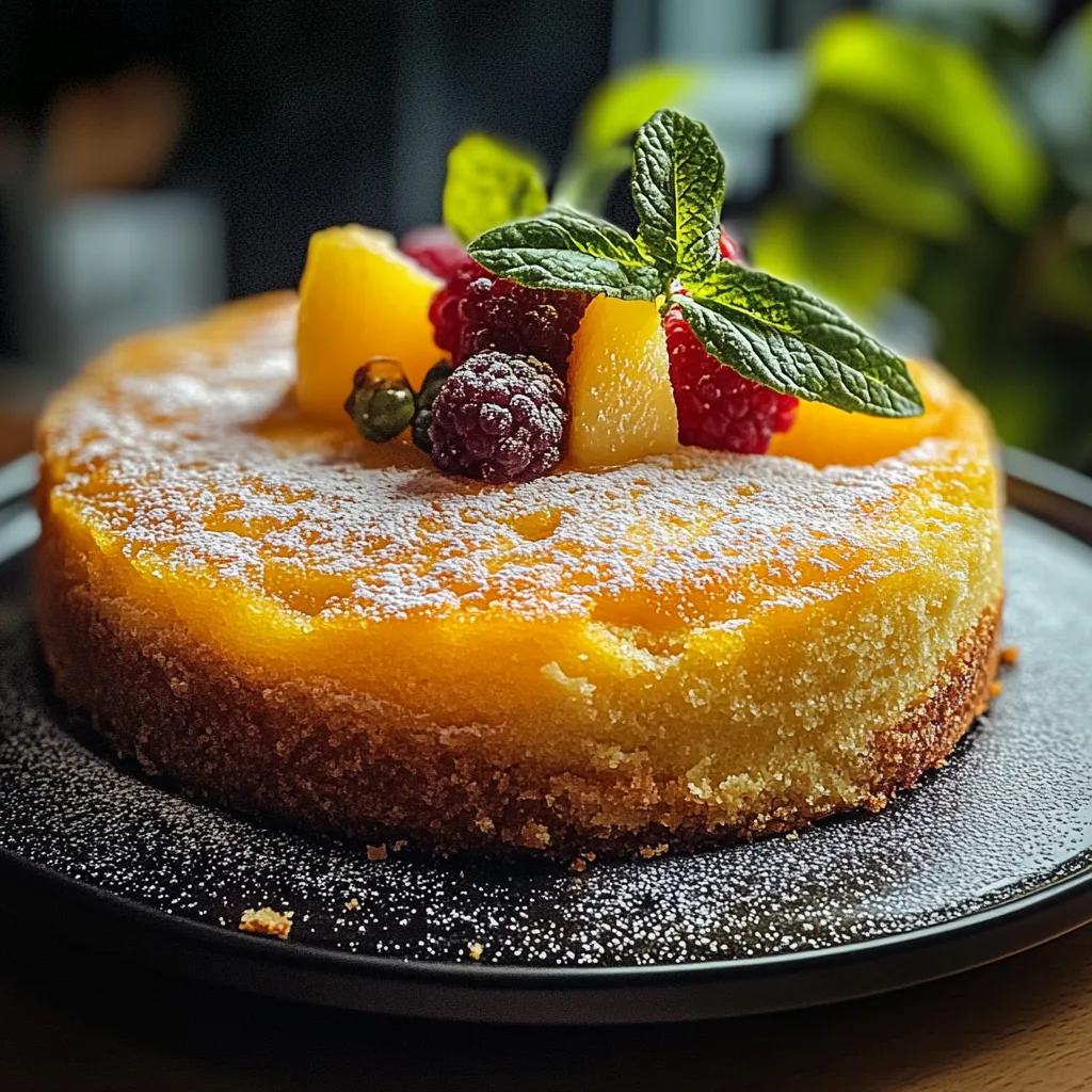 A slice of cake with fruit on top.