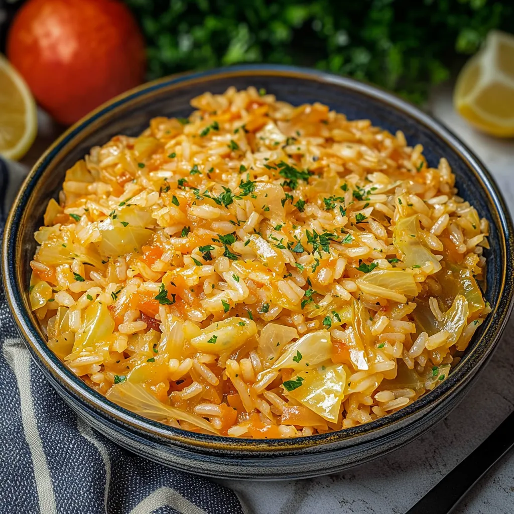 A bowl of rice with vegetables and herbs.