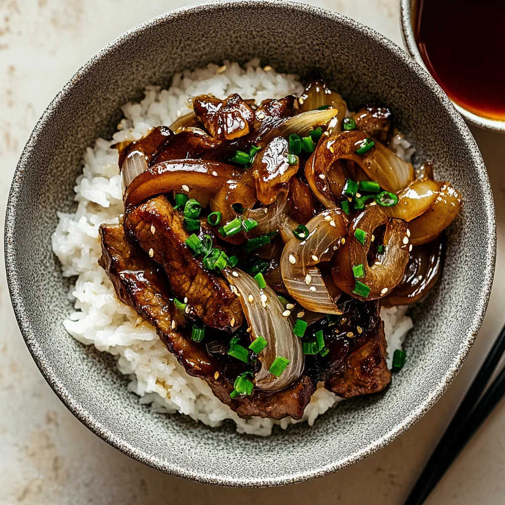 A bowl of food with rice and meat.