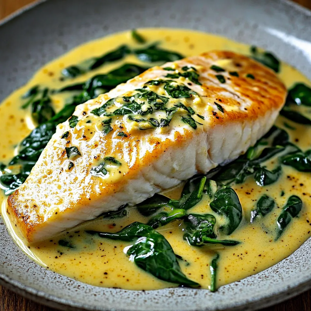 A piece of fish with sauce on it.
