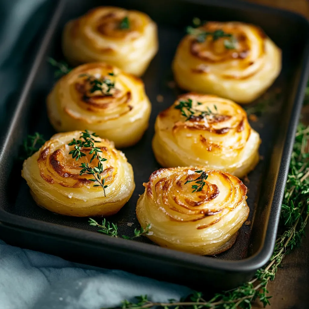 A pan of food with a green garnish.