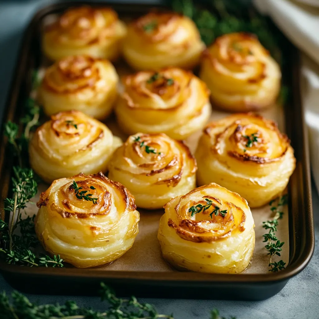 A tray of food with a green herb on top.
