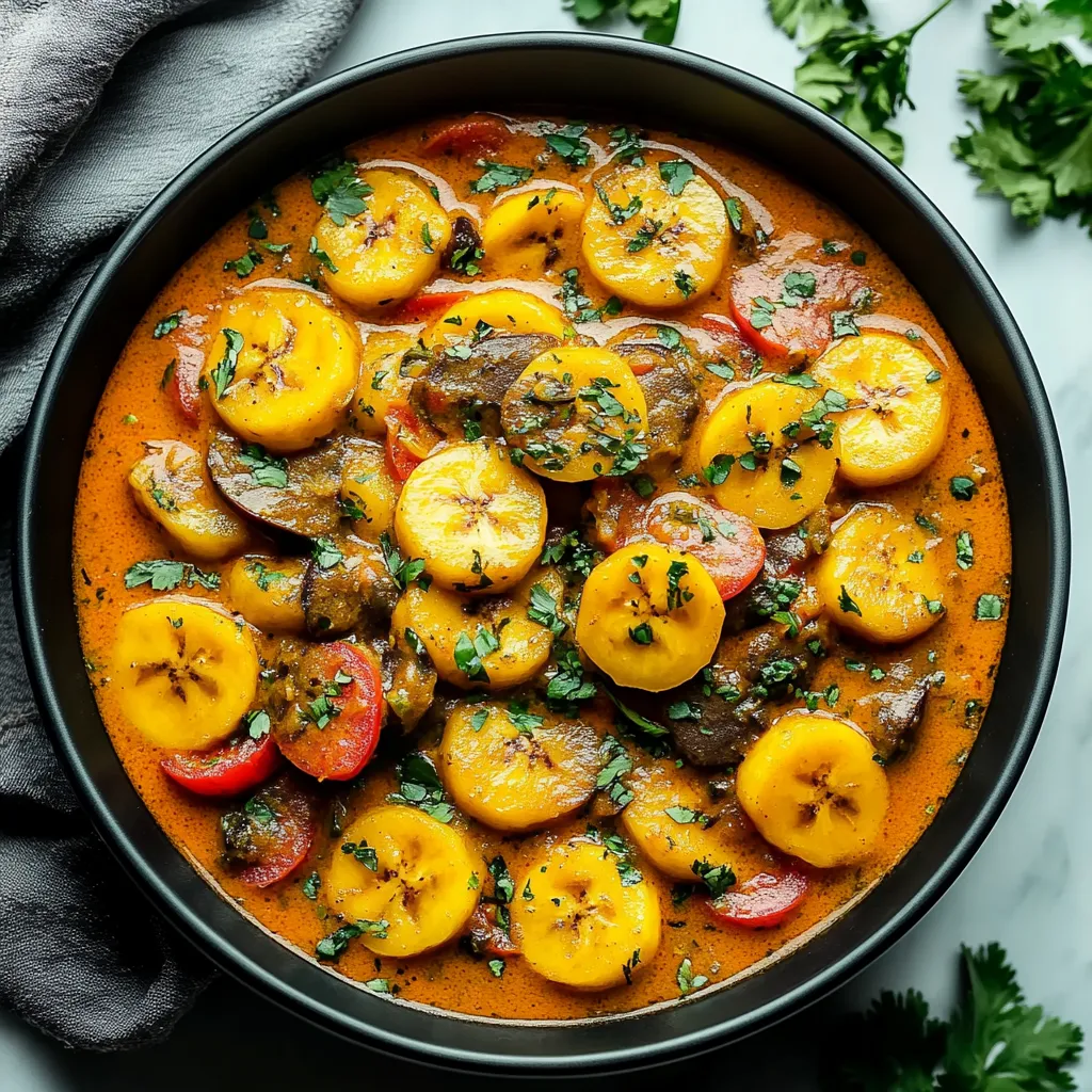 A bowl of food with a bunch of bananas and other vegetables.