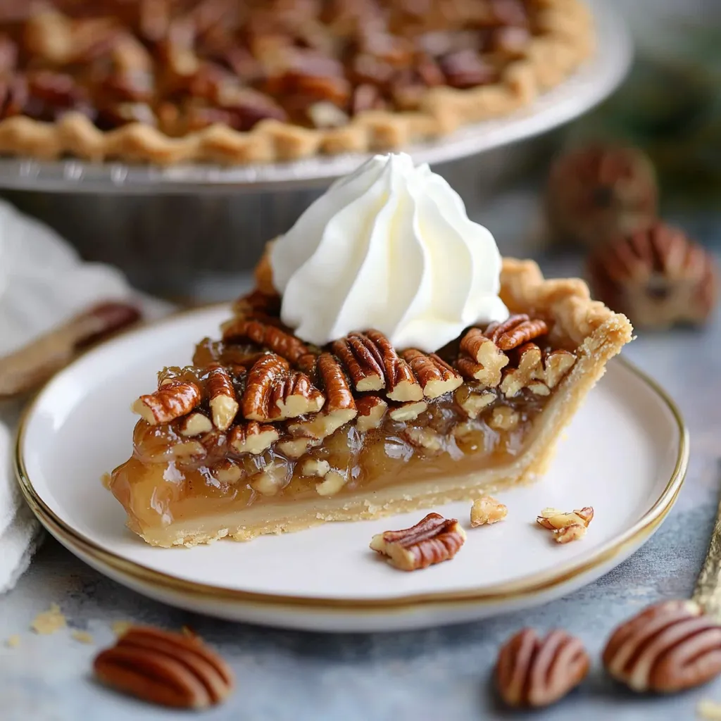A slice of pie with a dollop of whipped cream on top.