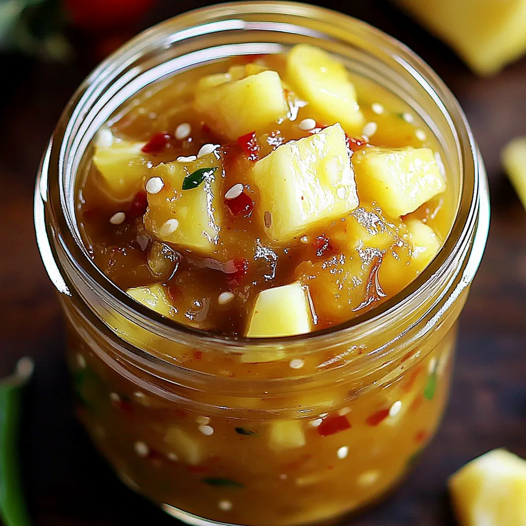 A jar of pineapple chutney.