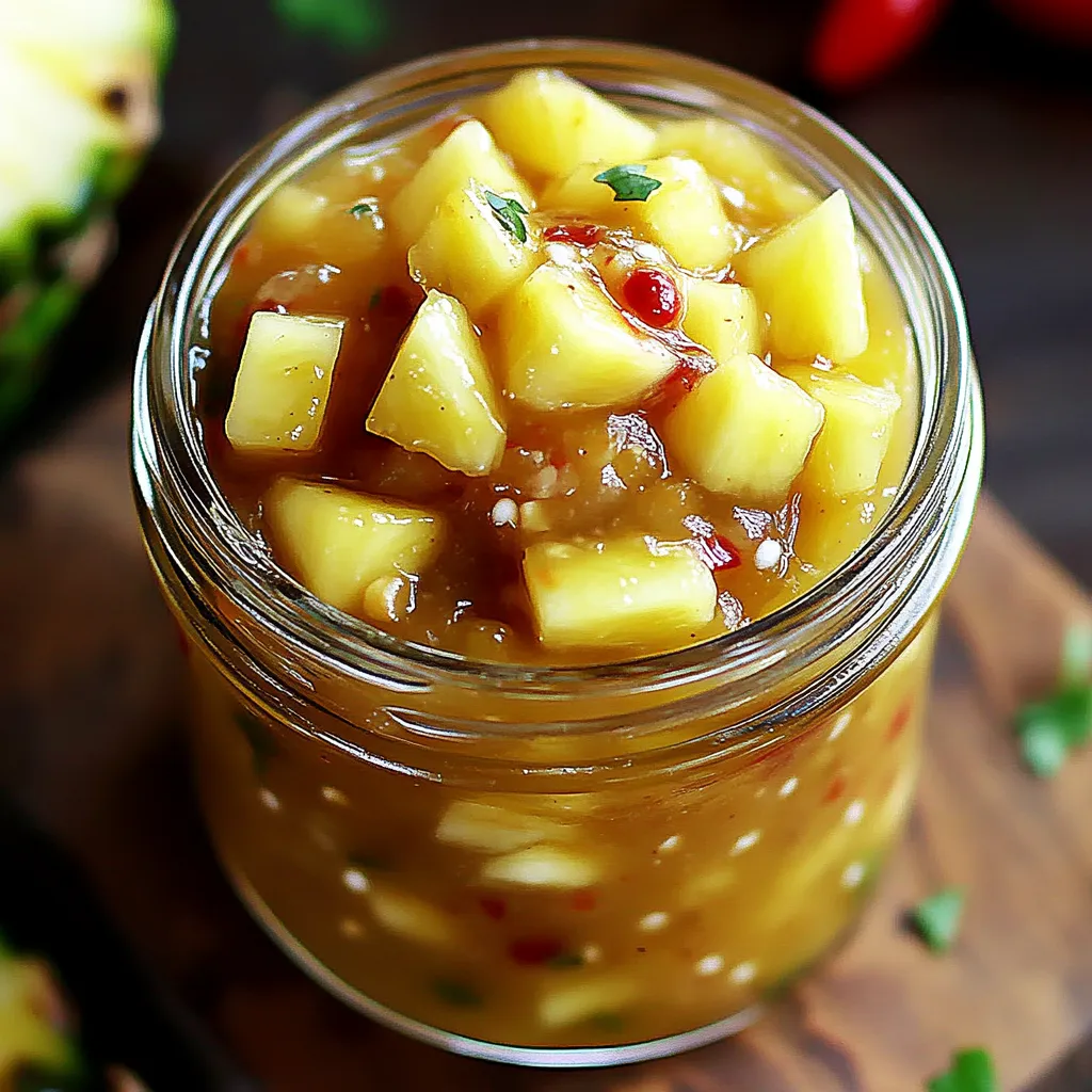 A jar of pineapple chutney.