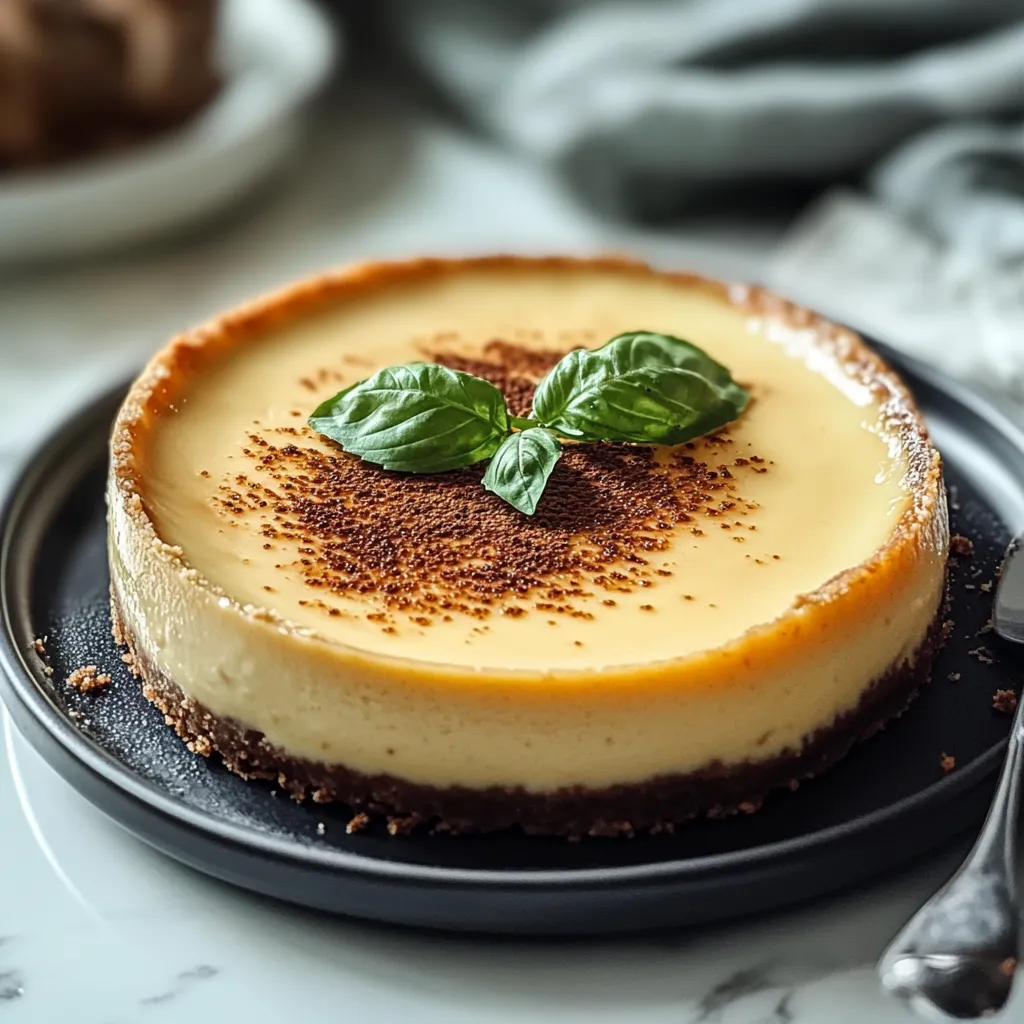 A slice of cheesecake with a leaf on top.