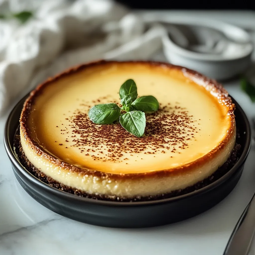 A slice of cheesecake with a mint leaf on top.