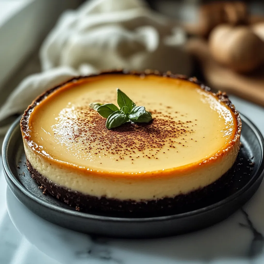 A slice of cheesecake with a leaf on top.