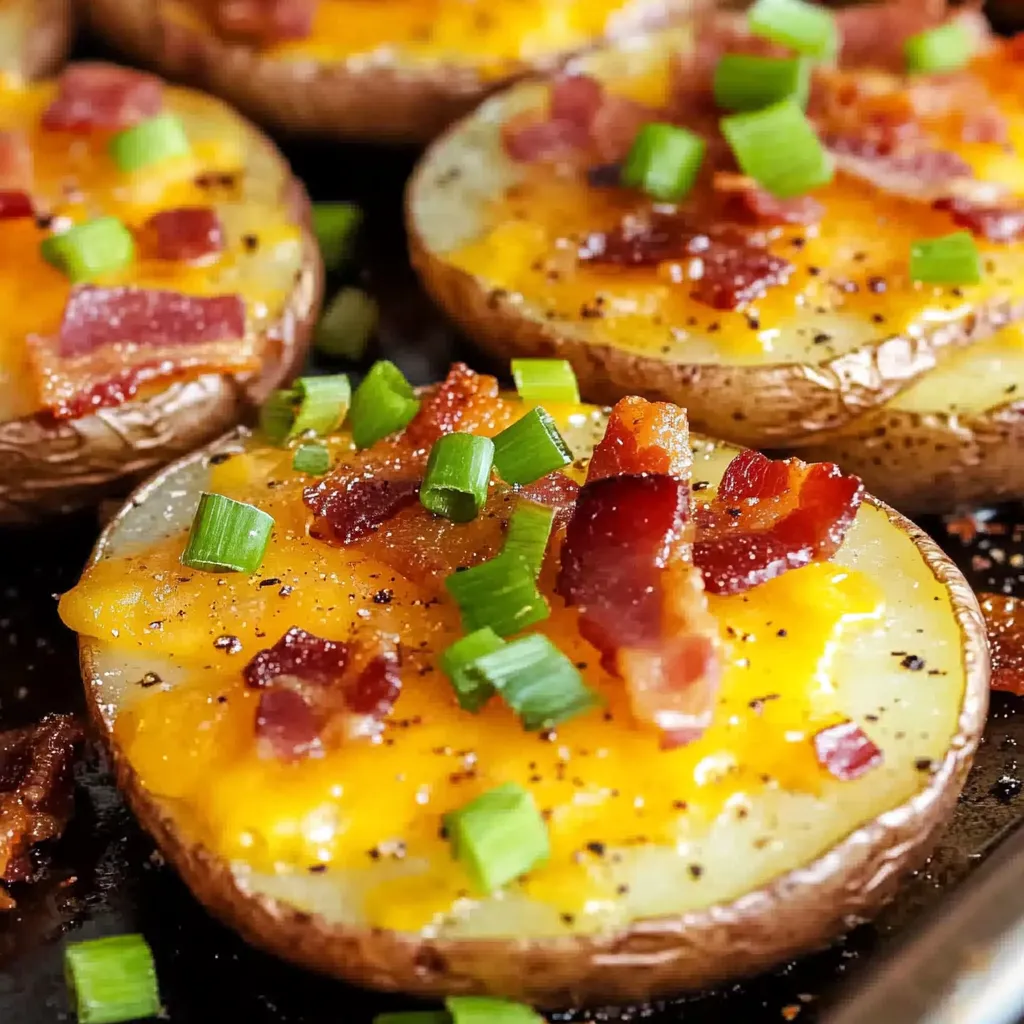 Bacon wrapped potatoes with cheese.