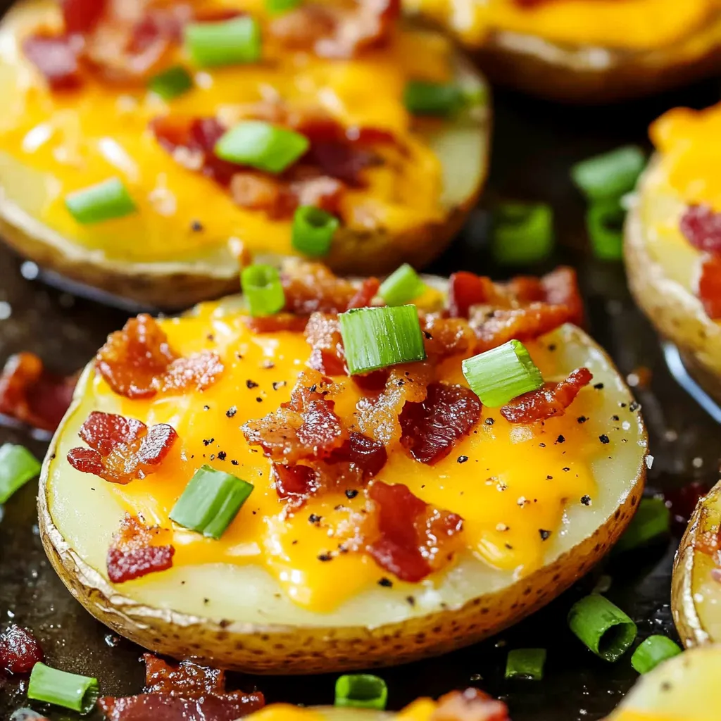 Bacon wrapped potatoes with cheese and green onions.